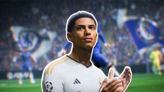 Custom image for EA Sports FC 24 wonderkids guide of Jude Bellingham clapping