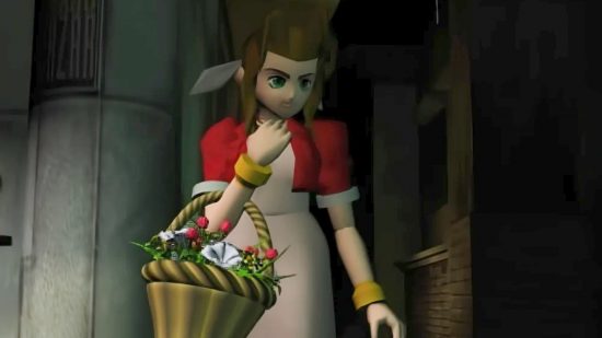 FFVII Aerith holding a basket of flowers