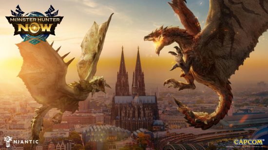Games like Elden Ring - Monster Hunter Now, two dragons fighting in the sky