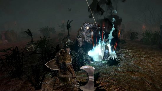 Games Like Elden Ring - a knight fighting in Animus