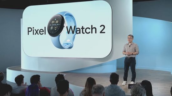 Screenshot from the Google Pixel 2023 event with the company showcasing the new Pixel Watch 2