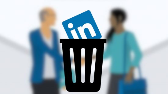 Custom image for how to delete LinkedIn account guide with the LinkedIn logo in the bin