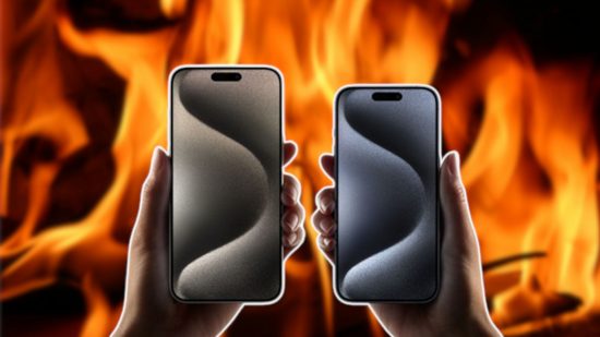 Custom image for iOS 17 update news with two iphones and a fire in the background
