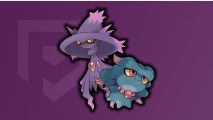 Misdreavus evolution: Misdreavus and Mismagius in front of a purple background with the PT logo