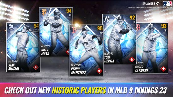 MLB 9 Innings interview - cards of historic players