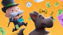 Screenshot of the Monopoly Man and Scottie jumping across the screen for Monopoly Go Cloud Cruisin rewards list guide