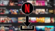Custom image for Netflix download guide with the netflix logo above a download icon and a netflix homescreen
