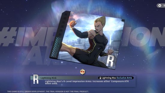 One Punch Man: World review - a screenshot of Lightning Max's Impression Arms
