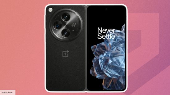 Custom image including the OnePlus Open leak image of the front profile courtesy of Winfuture
