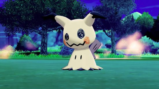 Pokemon Lavender Town: Mimikyu appears in a forest