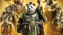 Raid promo codes: A graphic of the September champions including a panda man