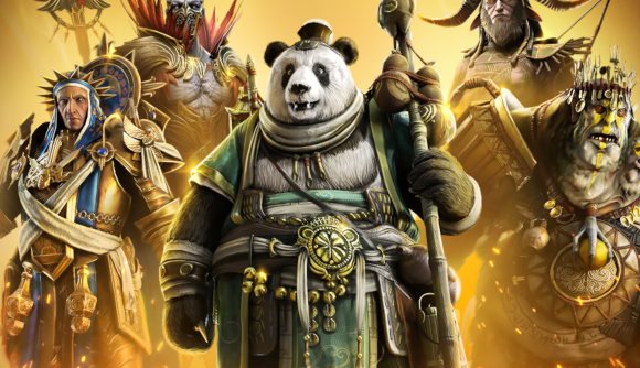 Raid promo codes: A graphic of the September champions including a panda man