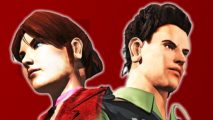 Resident Evil Code Veronica remake: Claire and Chris Redfield in front of a red background