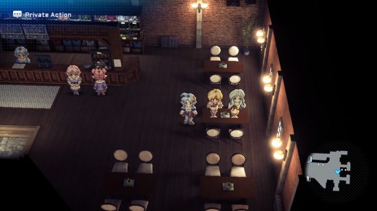Star Ocean The Second Story R review - Rena, Claude, and Dias at a restaurant eating parfait