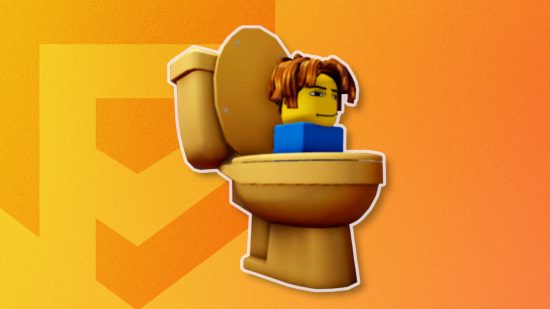 Toilet Defense Simulator codes - a Roblox character smirking as he emerges from a golden toilet