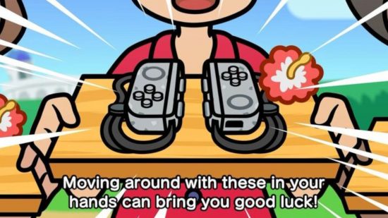 Screenshot of receiving the Form Stones for WarioWare Move It! review