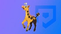 Girafarig evolution: Girafarig the pokemon on a purple background