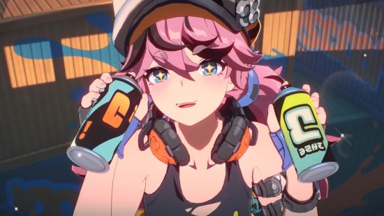 Project Mugen release date: a character with pink hair holding two spray paint cans