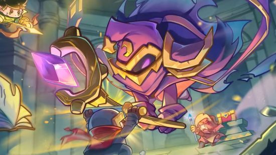 Soul Knight Prequel codes: a hero facing down a giant purple robed wizard