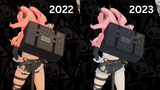 Zenless Zone Zero's Nicole comparison showing 2022's model and 2023's model from the character selection screen