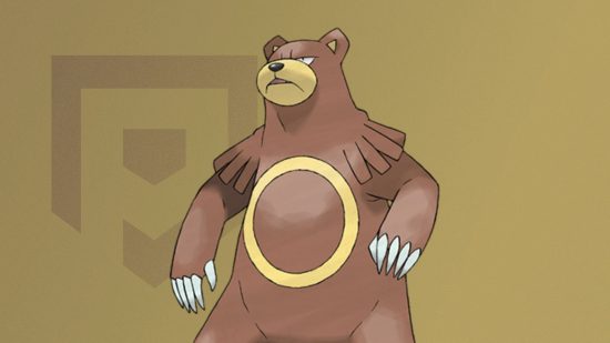 bear Pokémon: an Ursaring on abrown Pocket Tactics background