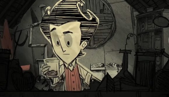 Best iPad games: Don't Starve: Pocket Edition. Image shows a character looking at a jar with something in it. The whole scene 