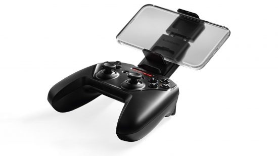 Best iPhone 15 accessories: the SteelSeries Nimbus+. mage shows the controller with a phone slotted in.