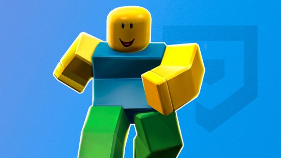 Custom image for best Roblox games guide with yellow avatar on a blue background