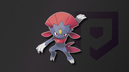 Dark Pokemon: Johto Weavile outlined in white and pasted on a dark background