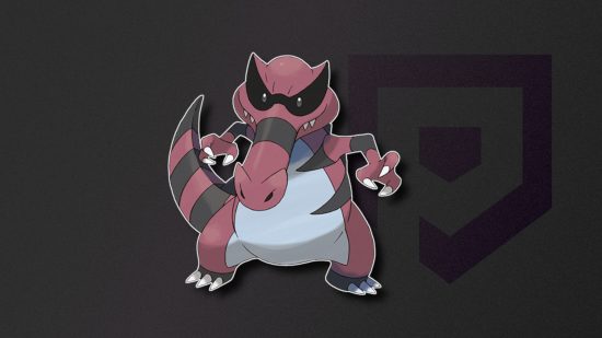 Dark Pokemon: Krookodile outlined in white and pasted on a dark background