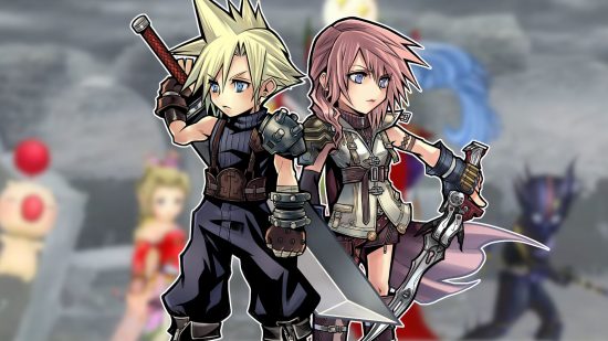 Custom image for Dissidia Final Fantasy: Opera Omnia shutting down news with Cloud and another in-game character on a battle background