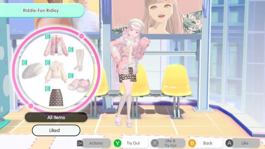 Fashion Dreamer hero image: A screenshot of a cute Muse wearing a paste outfit and posing