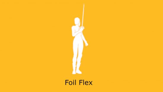Fortnite dances: Foil Flex emote on mango background