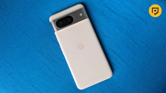 Image of the design on the back of the Google Pixel 8 for a review of the phone