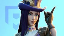 League of Legends games: Caitlyn outlined in white pasted on a light blue PT background