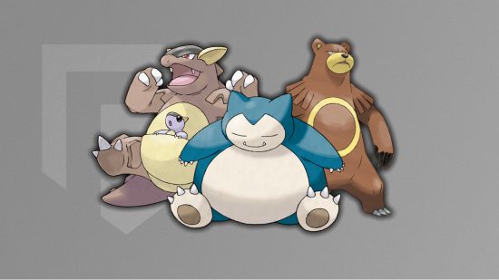 Normal Pokemon weakness: Kangaskhan, Snorlax, and Ursaring in front of a light grey background