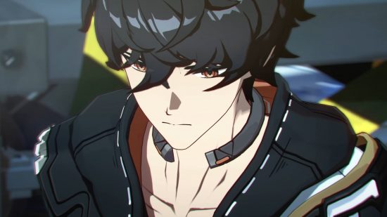 Project Mugen characters - a close up of a dark-haired man with a serious look on his face