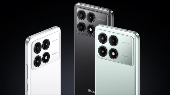 Press images of the Redmi K70E devices in black, white, and green