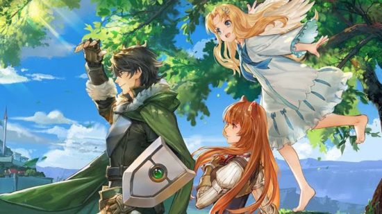 Key art for Shield Hero: Rise codes guide with characters looking at something in the distance