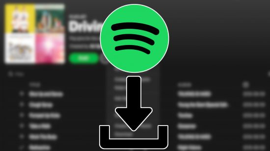 Custom image for Spotify download guide with the Spotify icon over a playlist background