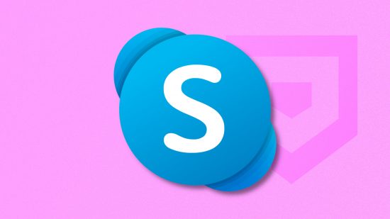 What is Skype: The classic blue Skype logo drop shadowed on a baby pink PT background