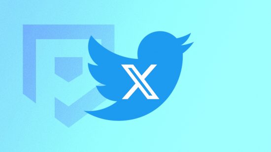 What is Twitter: The white X logo pasted on top of the blue Twitter bird, pasted on an ice blue PT background
