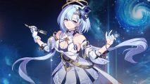 Honkai Impact version 7-1's new battlesuit for Griseo, showing her in a white dress