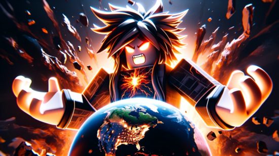 King of the World Simulator codes - a shadowy Roblox character lingers over the earth