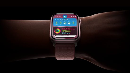 Screenshot of the pink Apple Watch Series 9 for Apple Watch patent dispute news