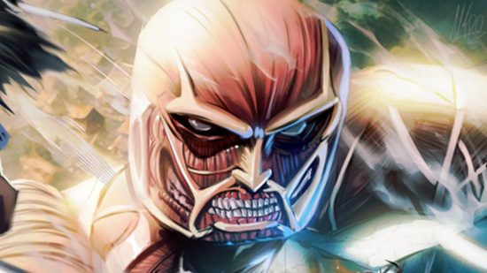 Attack on Titan Revolution codes - a titan without any skin and an angry look on its face