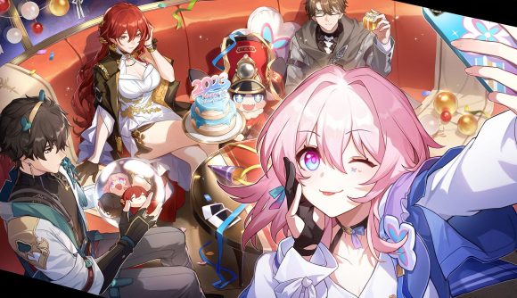 Best mobile games: Honkai Star Rails. Image shows a cast picture.