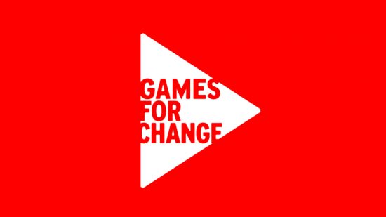 Screenshot of Games for Change logo with red background for Diverse Voices, New Voices Challenge news
