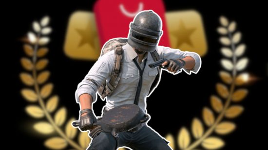 Custom image for Huawei AppGallery Editors' Choice Awards 2023 with a PUBG Mobile character on an awards background