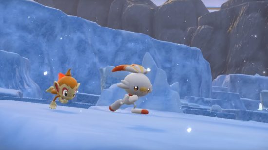 Indigo Disk starter locations - Chimchar and Snowbunny running over ice
